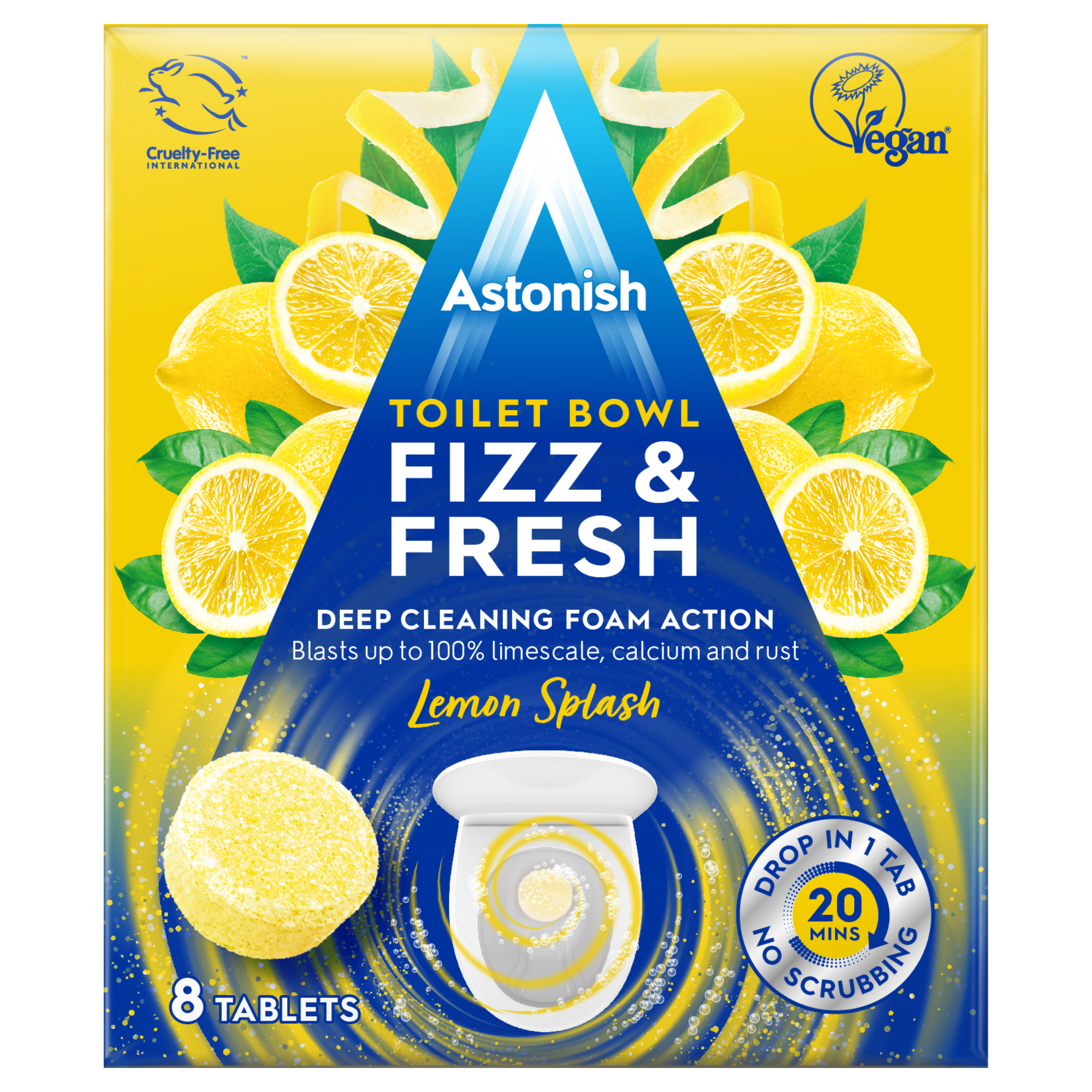 Astonish Toilet Bowl Fizz & Fresh Tabs - Lemon Splash (8 pack)