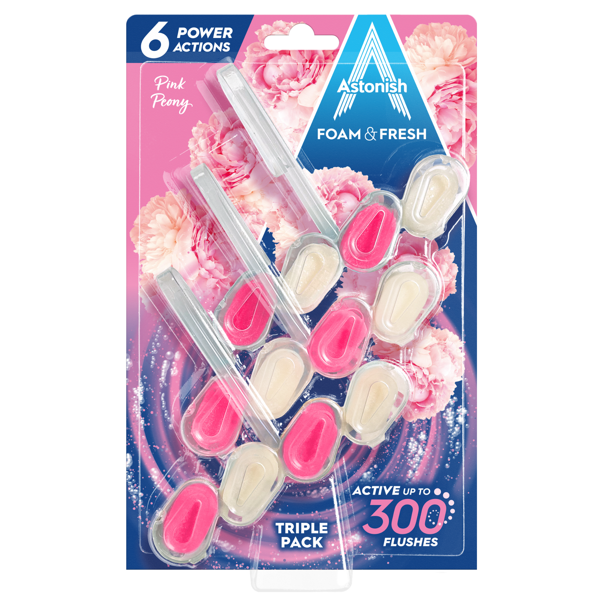 Astonish Foam & Fresh Toilet Blocks - Pink Peony (3 Pack)