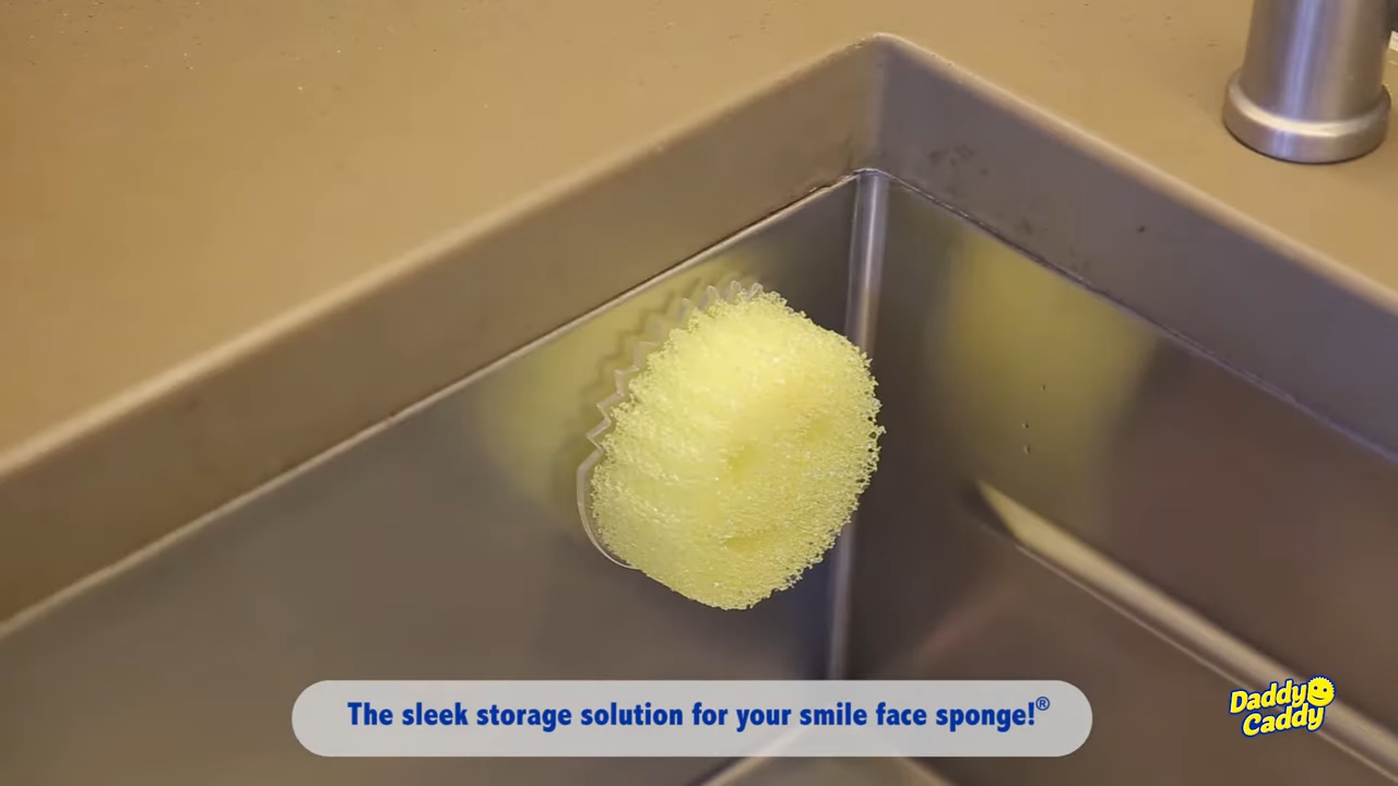  Scrub Daddy Sponge Holder - Daddy Caddy - Suction Sponge Holder  for Smiley Face Sponge , Non-Slip Suction Cups, Sink Organizer for Kitchen  and Bathroom, Self Draining, Dishwasher Safe - 2ct 