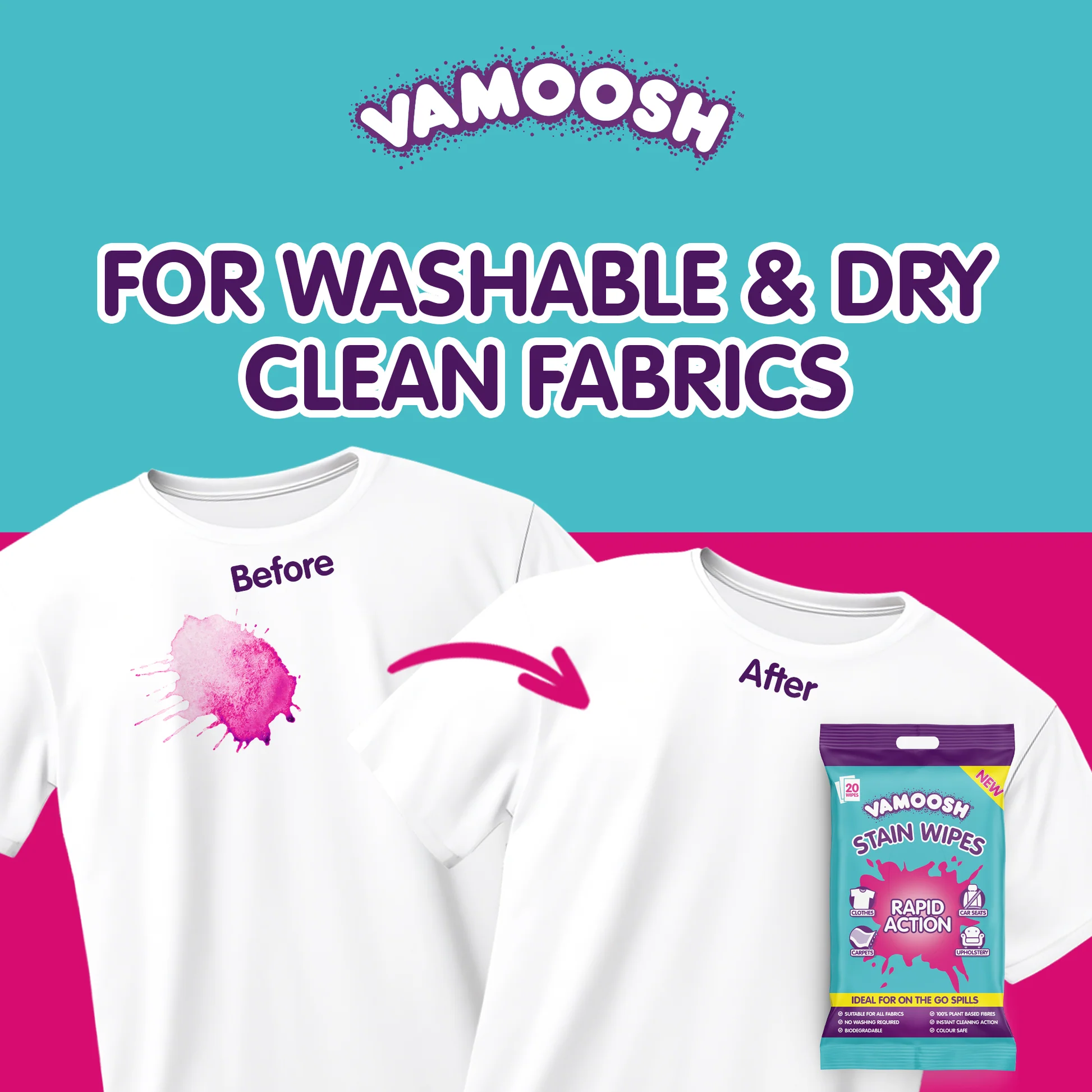 Vamoosh Stain Wipes (20 Pack)