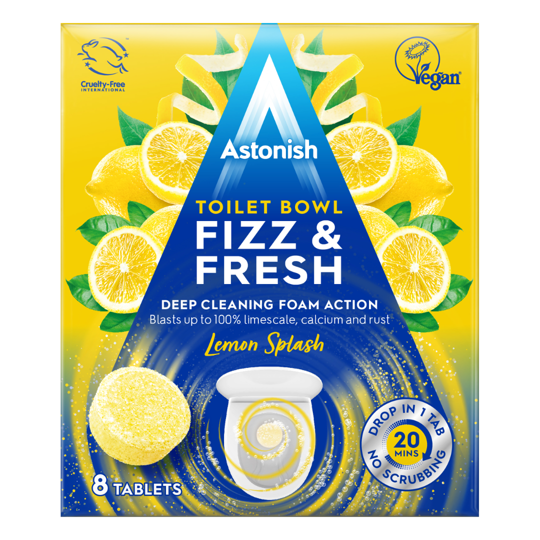 Astonish Toilet Bowl Fizz & Fresh Tabs - Lemon Splash (8 pack)